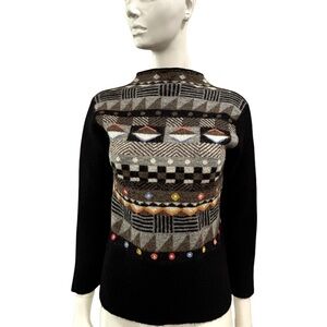 Sol Baby Alpaca Geometric Print Sweater